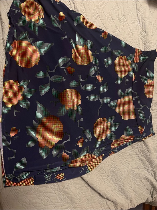 LuLaRoe Dresses & Skirts - LuLaRoe Navy A-Line Skirt with Orange & Teal Pixel Floral Print